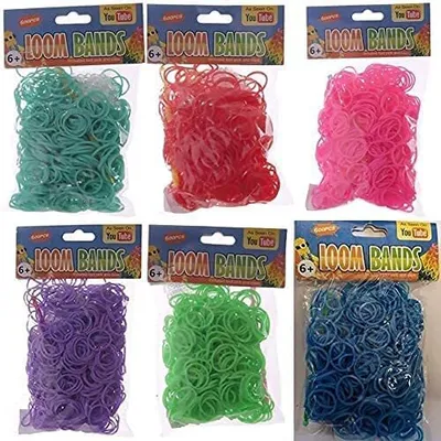 Produktbild von 6 Stück Gummibänder Starter Bunt Gemischt mit Webhaken S-Clips , Basteln Armband Bänder - Loom Rubber Bands Kit