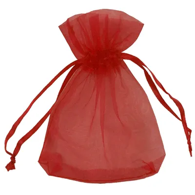 50 Organza-Beutel ca. 90 x 120 mm Geschenkbeutel mit Bändern rot