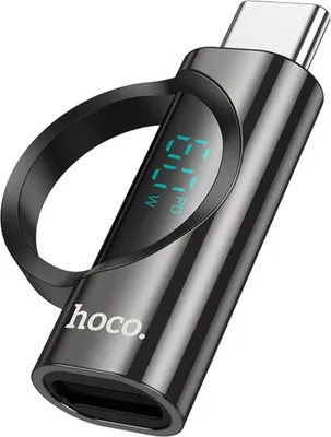 Image de Adaptateur USB C vers Lightning Hoco 3A 60W avec écran UA32A noir