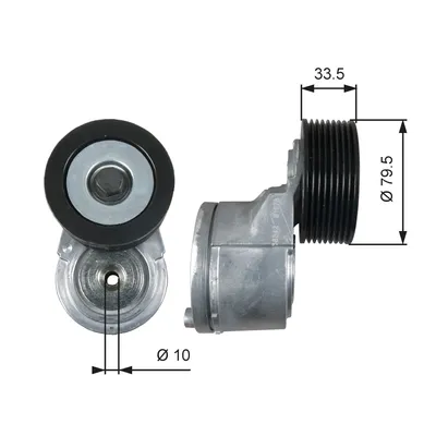 Produktbild von GATES T38542 Riemenspanner Keilrippenriemen passend für MERCEDES-BENZ AXOR Ø80mm Rolle