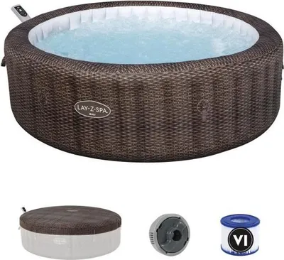 Produktbild von Bestway® LAY-Z-SPA® Energiespar-Whirlpool Bali AirJet™ mit App-Steuerung + integrierter UltraFit™ -Pumpeneinheit, für 7 Personen Ø 216 x 71 cm, Rattan