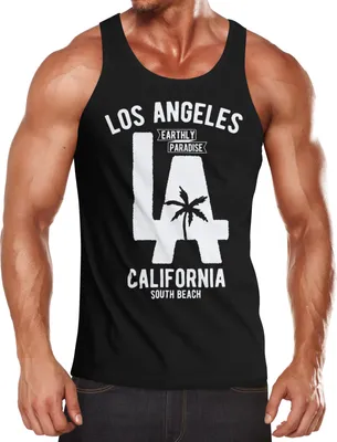 Produktbild von Herren Tank Top Los Angeles California LA Palme Neverless® schwarz S