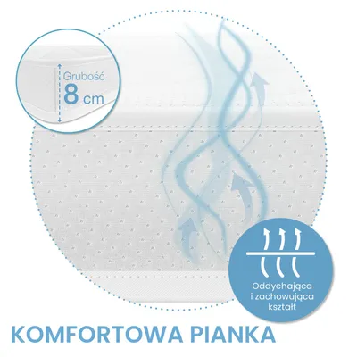 Produktbild von ELONEO Komfortschaum Matratzen Topper 80x190cm, 8 cm Höhe, atmungsaktiver Matratzentopper, Matratzenauflage für Bett und Boxspringbett