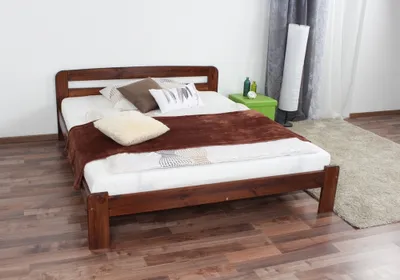 Produktbild von Jugendbett Kiefer Vollholz massiv Nussfarben A5, inkl. Lattenrost - Abmessung 160 x 200 cm (B x L)