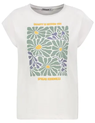 Produktbild von Fresh Made T-Shirt mit Blumenmotiv und inspirierendem Text Größe: XXL