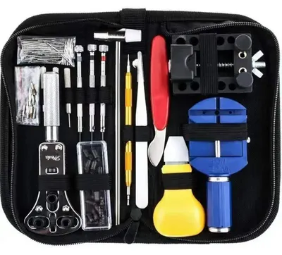 Immagine prodotto di Set di attrezzi per orologi, set completo per riparazioni, custodia da trasporto, YSXBGJ