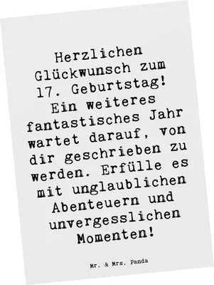 Produktbild von Mr. & Mrs. Panda Postkarte Spruch 17. Geburtstag Abenteuer - Weiß - Geschenk, Glückwunsch, unvergessliche Momente, Happy Birthday, Ansichtskarte, bildkarte, Postkarten