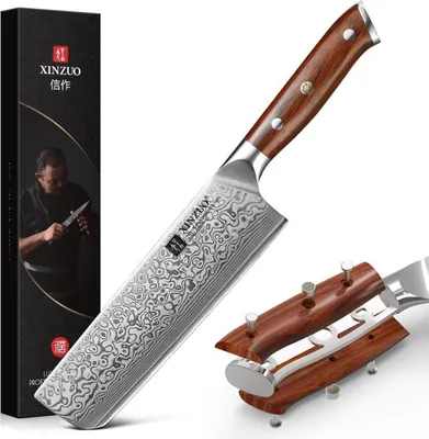 Produktbild von Damast Nakirimesser 18.5 cm Profi Küchenmesser 67 Schichten Holzgriff