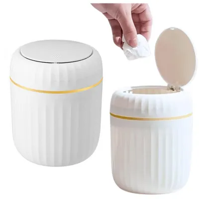 Immagine prodotto di Mini cestino con coperchio apribile, universale, elegante, bianco