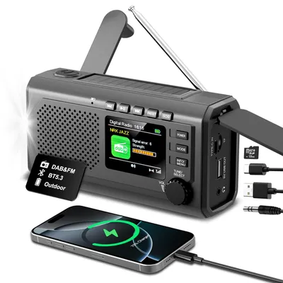 Productafbeelding van Draagbare DAB/DAB+ FM-radio met bluetooth, noodradio met zwengel