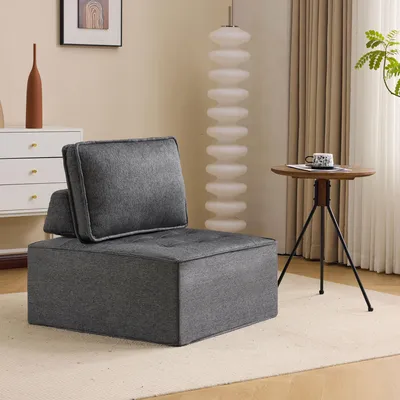 Produktbild von MODFU Wohnzimmer-Sessel Einzelsofa für Wohnungen, Studentenapartments,Sitzgarnitur Relaxsessel aus Leinenstoff,dunkelgrau