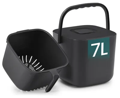 Produktbild von SONGMICS Biomülleimer Küche, 7 L Komposteimer mit Deckel, geruchsdicht – Schwarz