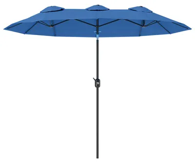 Produktbild von Sonnenschirm, Gartenschirm, neigbar, mit Handkurbel, Winddach, Polyester+Stahl, Marineblau, 285 x 147 cm