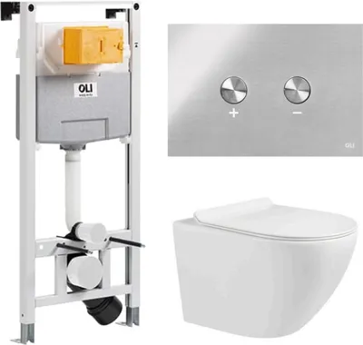 Produktbild von Domotechnika | Hänge Wc Zoldo - Vorwandelement - Unterputzspülkasten - 48X37X37 Cm - Weiß Hochglanz - Spülrandlos, , Soft Close - Chromknopf