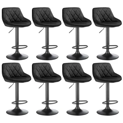 Produktbild von 8er-Set Barhocker Samt Barstuhl Tresenhocker Küchenstühle Hocker Höhenverstellbar- Schwarz
