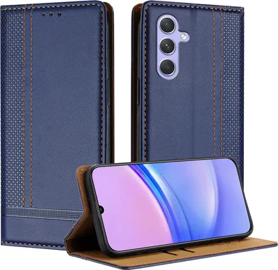 Produktbild von Handyhülle für Samsung Galaxy A55 5G Leder Flip Klappbare Schutzhülle mit Standfunktion Blau