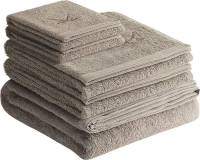 Produktbild von Sansibar Sylt Handtuch Set Frottier-Serie Classic Nr. 2 (Set, 5-tlg), hochwertige Sansibar-Säbel Stickerei, taupe