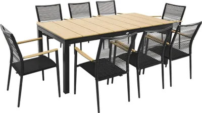 Produktbild von Gartenmöbel-Set BASITA 8 Personen – wetterfest, langlebig, Holzoptik – Beige