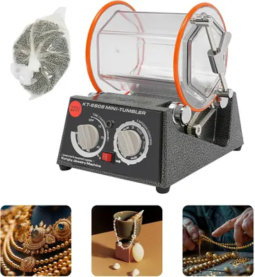 Image de Polisseuse pour bijoux - Polisseuse électrique rotative - 500-3000 tr/min - 5 vitesses - 60 W - Pour bijoux en or, argent et cuivre - Noir