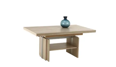 A coffee table with a vase on top, isolated on a white background.
