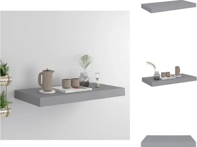 Image de vidaXL Étagère suspendue Gris 50x23x3,8 cm MDF - Étagères murales