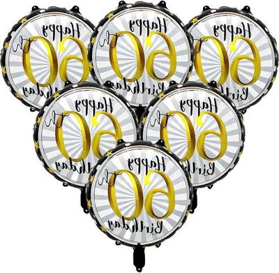Immagine prodotto di Set per il 60° anniversario - 6 palloncini ad elio neri e dorati - Decorazioni per anniversari per uomini e donne