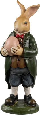 Produktbild von Clayre & Eef Dekorationsfigur Kaninchen 20 cm Braun Grün Kunststoff