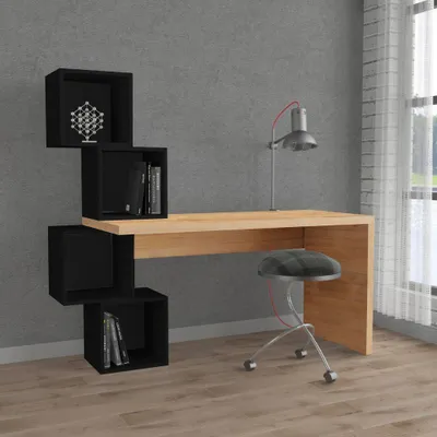 Immagine prodotto di Scrivania con libreria Balance 153,5x60x140 colore rovere e nero