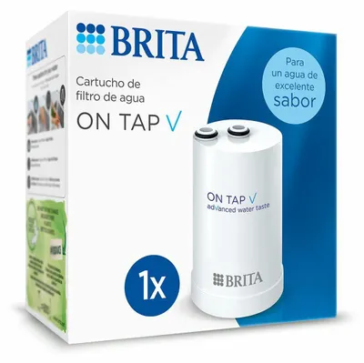 A product box for a Brita water filter cartridge.