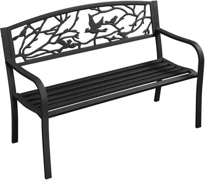 Produktbild von Metallbank für 3 Personen, schwarz, mit Rückenlehne und Armlehne, für Terrasse