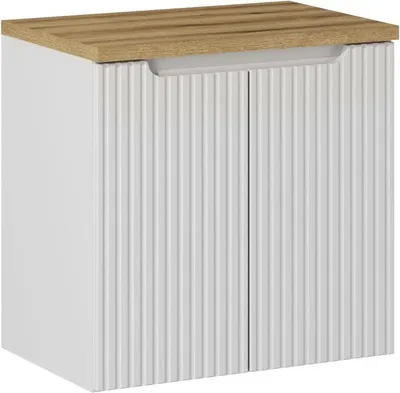Zdjęcie produktu dla Szafka Łazienkowa Biała 60 Cm Z Blatem Dąb Evoke