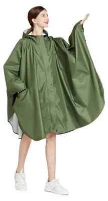 Immagine prodotto di Poncho impermeabile da donna, con cappuccio, taglia unica, completo di sacchetto per il trasporto
