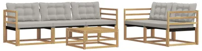 Produktbild von vidaXL Outdoor-Sofagarnitur 6 stk. Weiß und Hellgrau