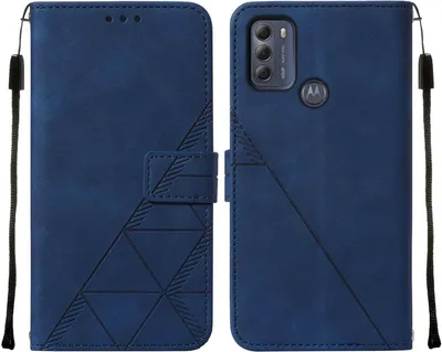 Produktbild von Moto G50 Hülle, Schlank Prägung Flip Leder Kartenfächer Schutzhülle mit Ständer für Motorola Moto G50 Blau