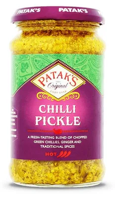 Zdjęcie produktu dla Patak's Chilli Pickle 283 g – ostry intensywny smak indyjskie pikle chilli