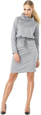 Produktbild von Elegantes Kleid mit Schalkragen; Grau Meliert S/36