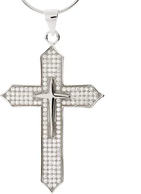 Produktbild von Damen Silber Anhänger Kreuz Rhodiniert - mit Kleinen Eingefassten Zirkoniasteine - und Silber Kette 925.45cm