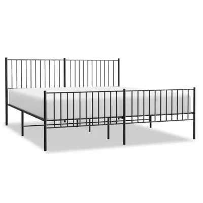 Obrázek produktu pro Kovový rám postele s hlavovým a nožním čelem černý 183 x 213 cm