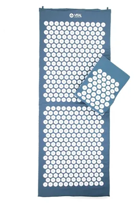Zdjęcie produktu dla Mata do akupresury - Mata z poduszką do masażu - 127 x 48 cm - Niebieski - Na bóle karku i pleców