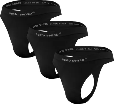 Immagine prodotto di Perizoma da uomo Sesto Senso CL13 3-pack - Intimo da uomo senza cuciture ed elastico - Perizoma moderno in diversi colori - Vestibilità comoda - Taglie S/M e L/XL - Ideale per l'abbigliamento quotidiano e lo sport