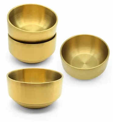 4er-Pack Edelstahl-Schalen, 12 cm, gold, doppelwandig, stapelbar