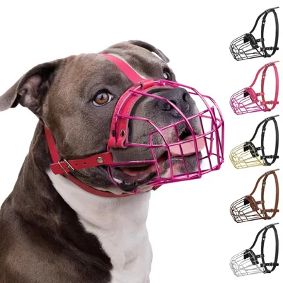 Produktbild von Metallmaulkorb für Hunde mit verstellbaren Lederbändern