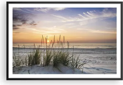 Produktbild von Gerahmtes Poster - Schwarzer Rahmen - Westen Sonne Strand - 91,5x61 cm - Wand Bild - Wanddeko - Wandbilder - Kunstposter - Wandposter - Bilderrahmen - Bilder - Kunstdruck - Wandbild - P2BAA91x61-4201