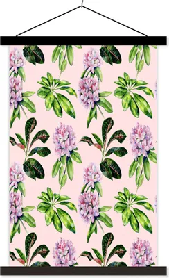 Produktbild von MuchoWow® Textilposter Blumen - Hortensie - Collage 60x90 cm mit schwarzem Rahmen - Poster Wohnzimmer