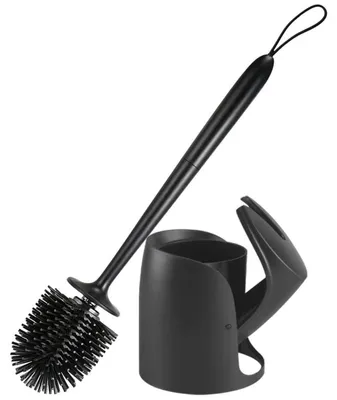 Immagine prodotto di Spazzola per WC con supporto, in silicone, con manico lungo e chiusura automatica, colore nero