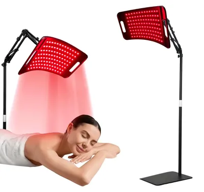Produktbild von Rotlichtlampe - Lichttherapiegerät - 24 W - 660/850 nm - Verstellbare Halterung - Tischständer - Für Gesicht und ganzen Körper