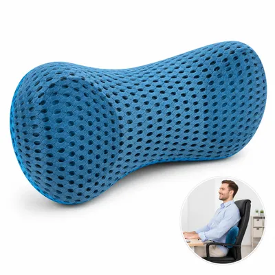 Produktbild von Ergonomisches Lendenkissen aus Memory Foam, Rückenstützkissen für Büro Auto und Zuhause, Lordosenstütze mit abnehmbarem Bezug, 46x23x11cm