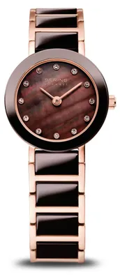 Produktbild von BERING Ceramic Damenuhr braun/roségoldfarben 11422-765