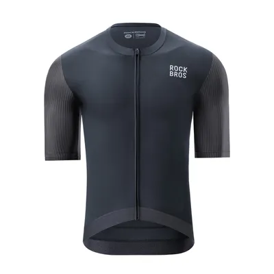 Produktbild von ROCKBROS Fahrradtrikot Kurzarm Herren Atmungsaktives Schnell Trocknend Radtrikot mit 3 Rückentaschen, für Sommer MTB Outdoor Schwarz EU Größe M