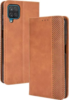 Produktbild von Samsung Galaxy A12 Hülle - Coverup Vintage Style Klapphülle - Braun